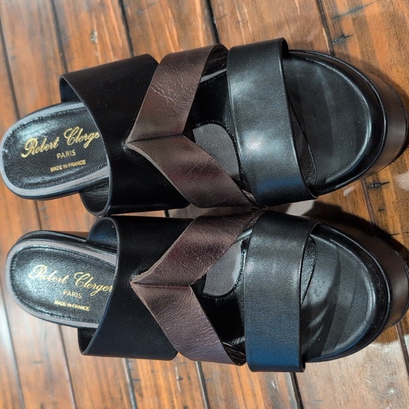 Robert Clergerie Darton Platform Wedge Mule Sandal 38.5 Runs Small - Picture 2 of 14